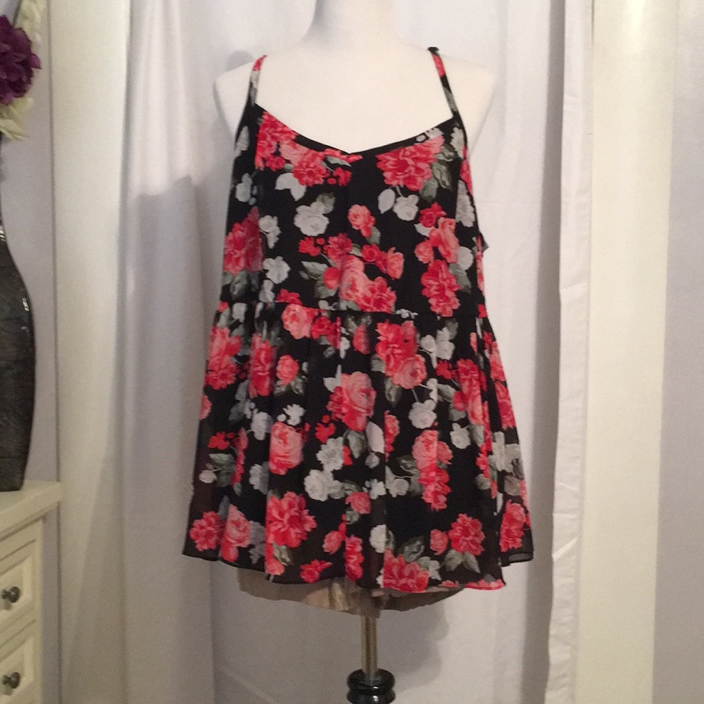 Torrid Rose Chiffon Baybdoll Tank Top